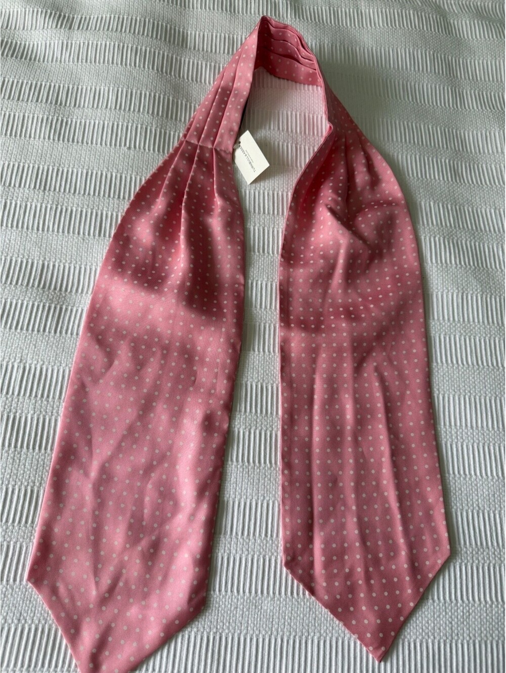 NWT Turnbull & Asser London Pink Silk White Polka Dot Ascot Cravat Made England